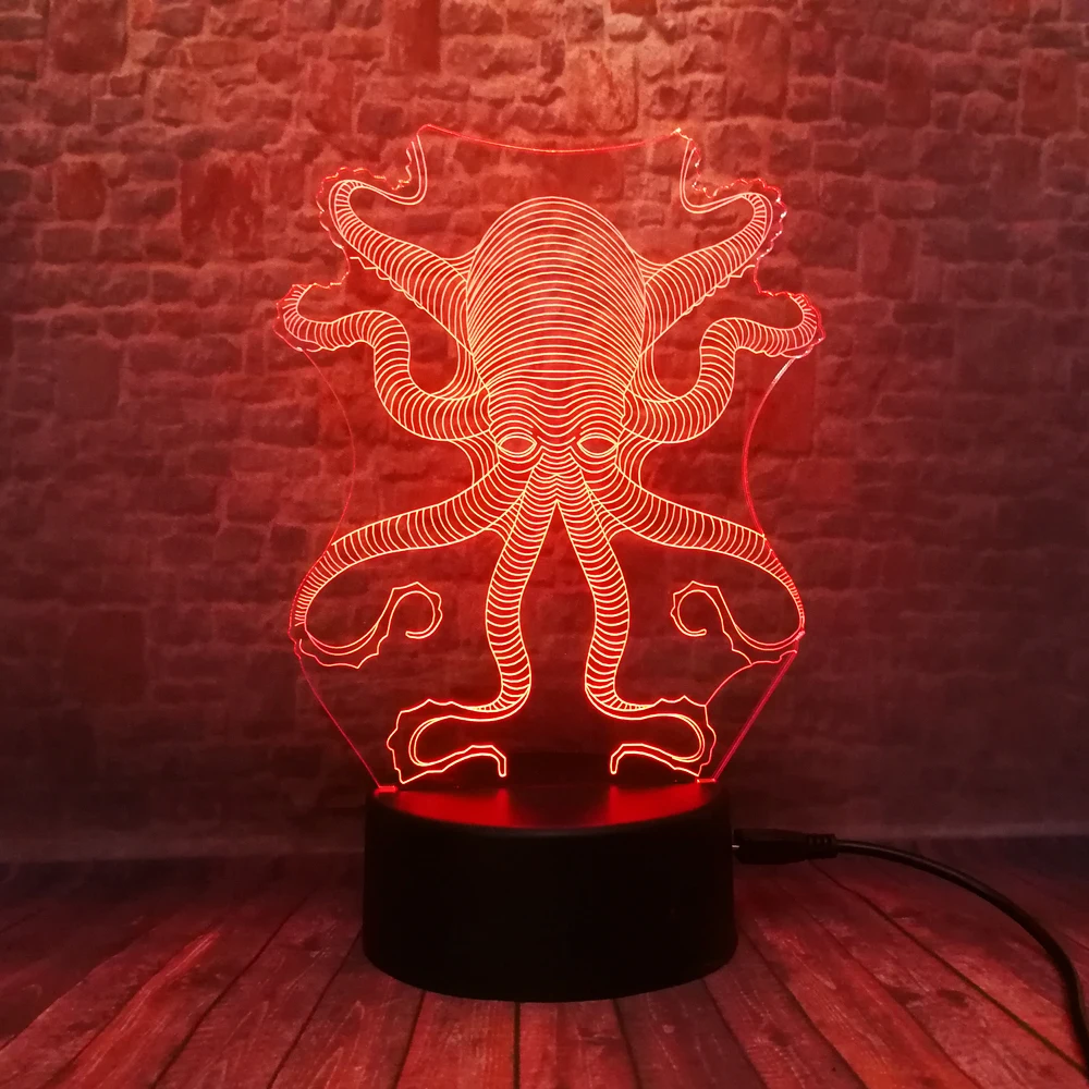 Новый 3D подводный мир рыбы акулы осьминог Кит 7 видов цветов изменение ночного