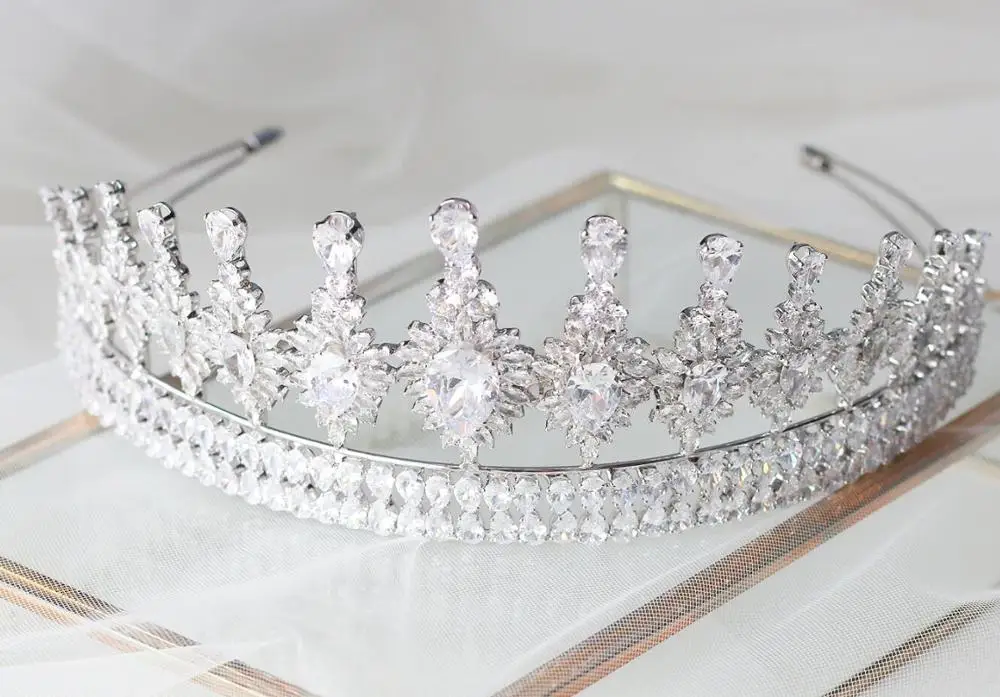 ASNORA великолепные короны из розового золота тиары циркониевые кристаллы Diadema coroa de noiva Свадебные аксессуары для волос tiara nupcial - Окраска металла: Silver