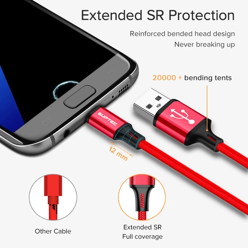 Кабель SUPTEC Micro USB для быстрой зарядки и передачи данных Android Samsung Xiaomi Huawei Honor |