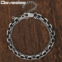 womens mens bracelet chain gunmatel stainless steel link double chains bracelets for men women wholesale jewelry ddb11