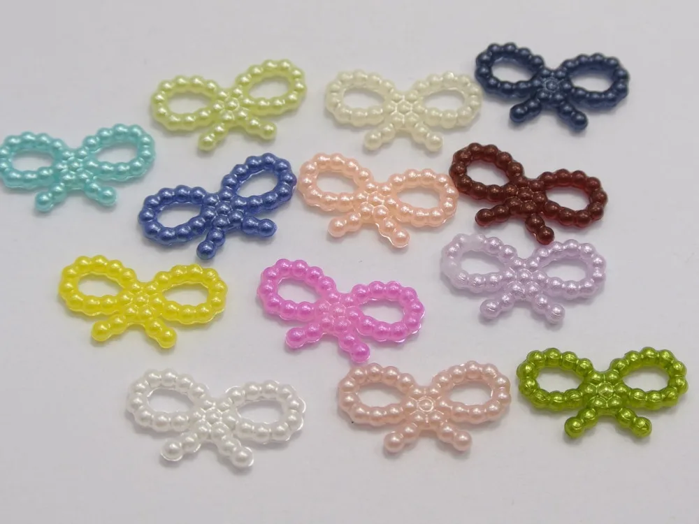 

200 Mixed Color Dotted Bowknot Bow Tie Pearl Scrapbook Craft 18X10mm