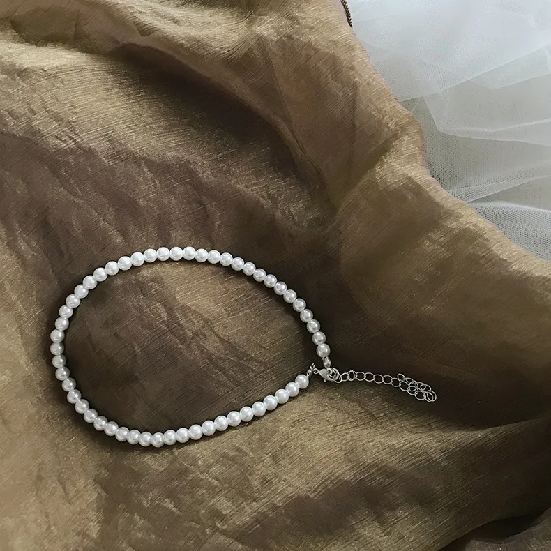 Винтажное женское короткое Двухслойное ожерелье с жемчугом, женское элегантное ретро ожерелье-чокер с жемчугом, свадебные ювелирные изделия