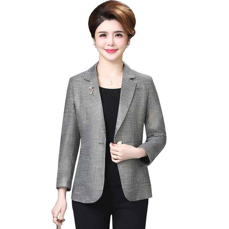 

New 2019 spring autumn crystal stone metal ornament blazers women single button slim short jacket plus size L - XXXXL