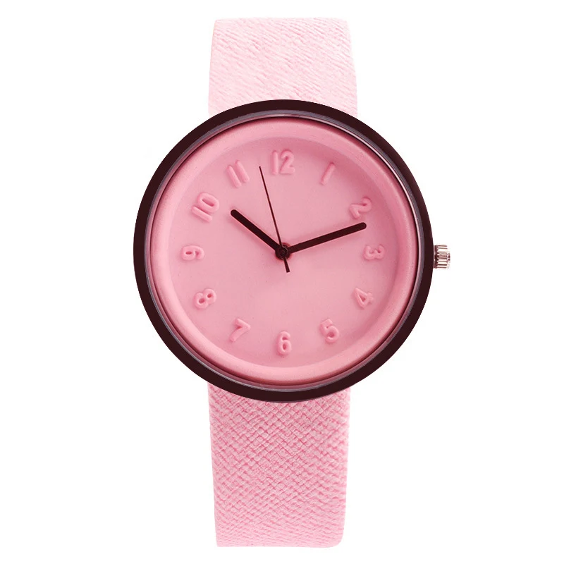 Pink Новинка, нейтральные простые модные часы, кварцевые часы, Холщовый ремень, брендовые новые и высококачественные мужские и женские модные простые часы - Цвет: Pink