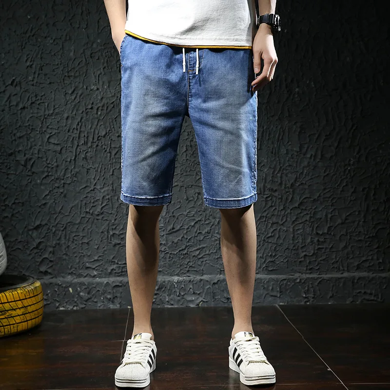 Летние тонкие Стрейчевые джинсовые шорты для мужчин свободного размера плюс 7XL 6XL