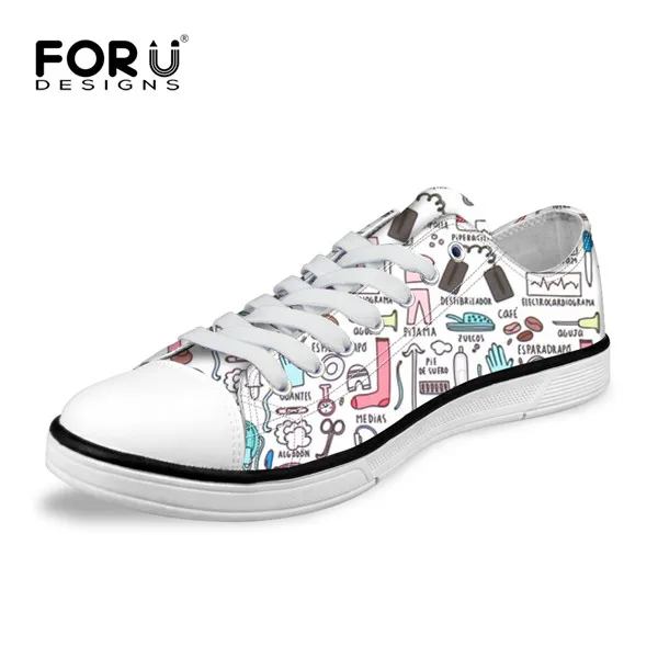 FORUDESIGNS/Модная женская парусиновая обувь с низким берцем; классическая женская Вулканизированная обувь с цветочным узором; женская повседневная обувь; женские кроссовки - Цвет: H8313AP