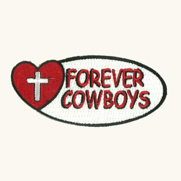 

Оптовая продажа, нашивка с вышивкой Forever Cowboys, искусственная кожа с плоской обшивкой и термоклейкой подложкой, индивидуальный дизайн, 50 шт., б...