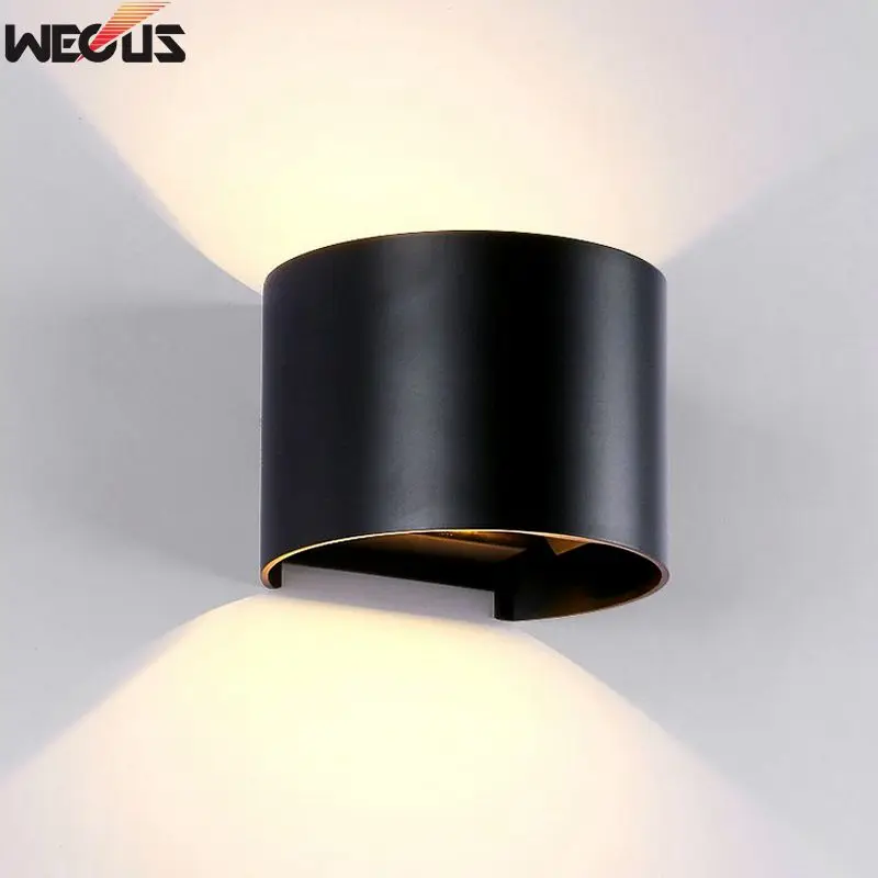 Round - Black Светодиодный настенный светильник, уличный водонепроницаемый IP65, современный скандинавский стиль, домашние настенные лампы для гостиной, крыльца, сада, лампа AC90-260V, 6 Вт - Испускаемый цвет: Round - Black