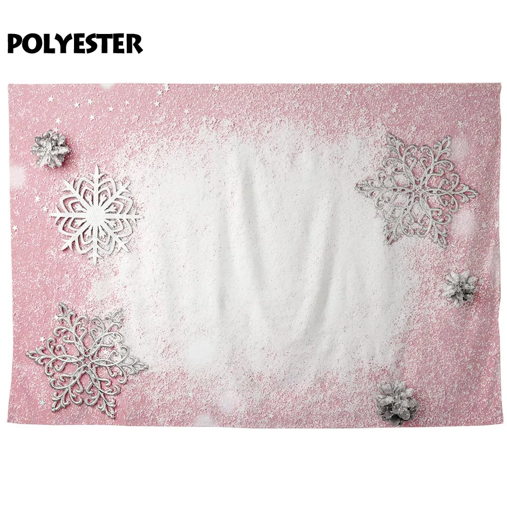 Allenjoy photography backdrop Winter Christmas pink snow snowflakes decoration New Year backgrounds for photo studio photocall |
