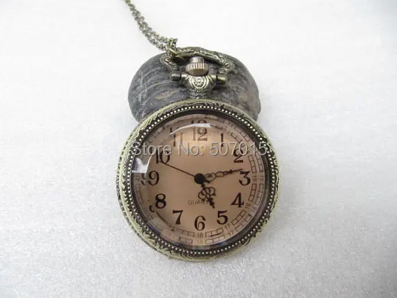 wholesale steampunk - etched stained glass pocket watch necklace antique brass Neo Victorian By GlazedBlackCherry | Наручные часы