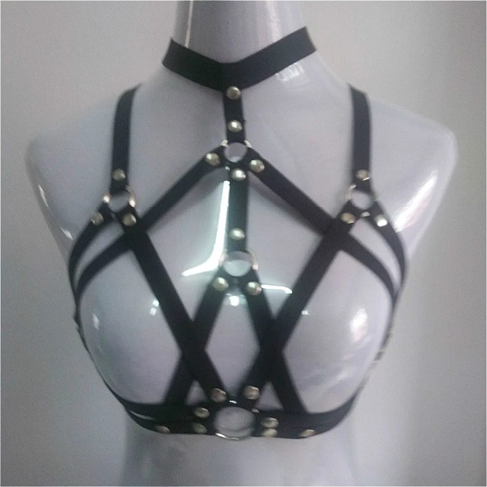 Новинка 2017 модная женская грудь goth с круглым кольцом шипами подвязка пояс клетка