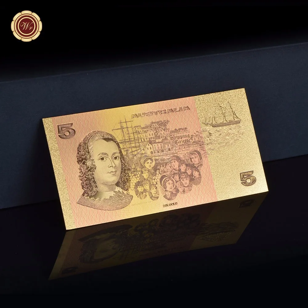Специальный цветной золотой позолоченный старый Австралия 5 AUD банкнота подарок