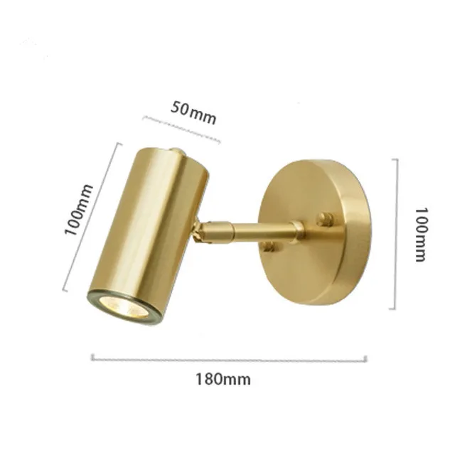 Minimalist copper brass wall light lamp LED bedside toilet bathroom reading wall light LED sconce modern simple gold wall light - Цвет абажура: F