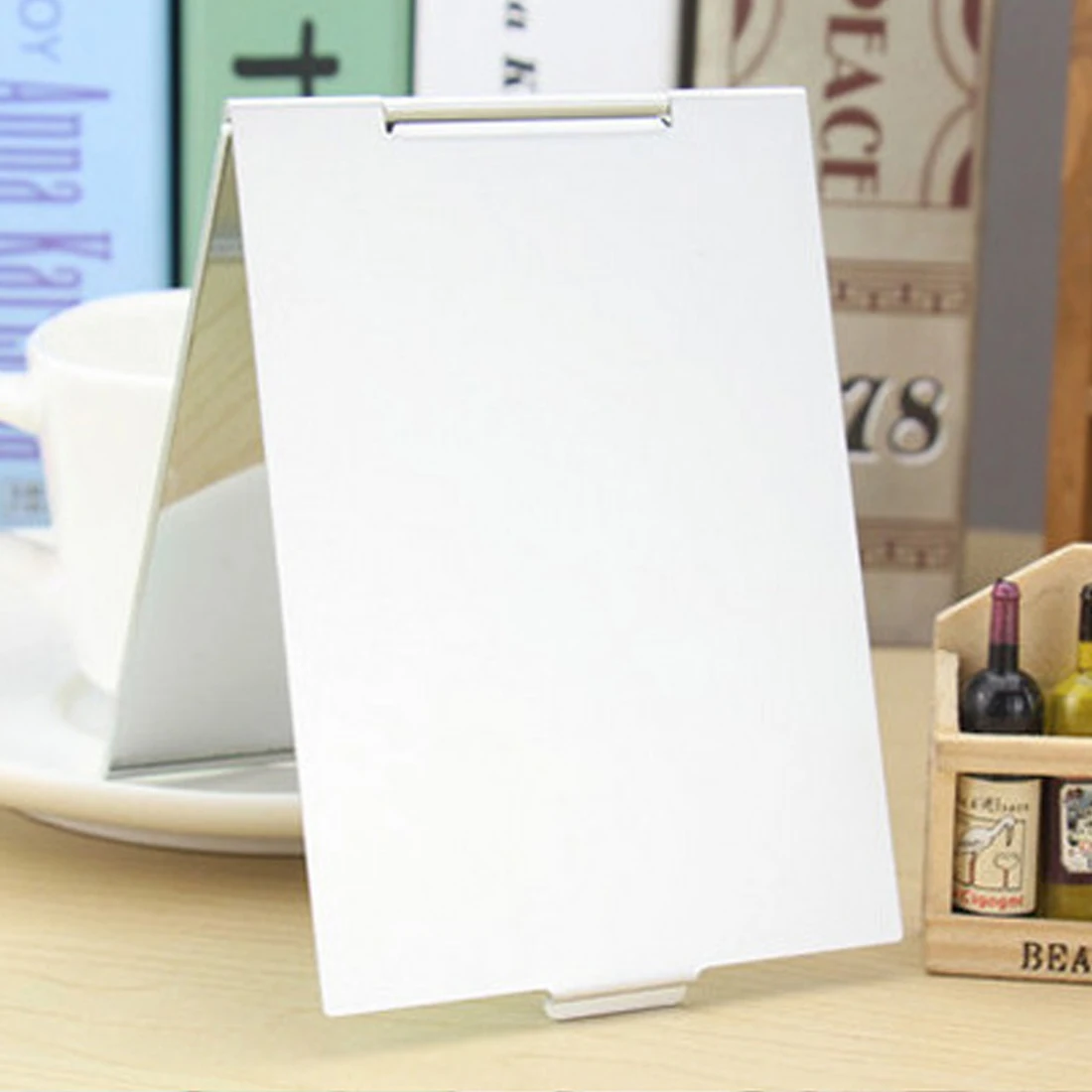 New Aluminum Ultra-thin Make Up Mirror Pocket Cosmetic Rectangle Makeup Mirrors Foldable Silver | Красота и здоровье