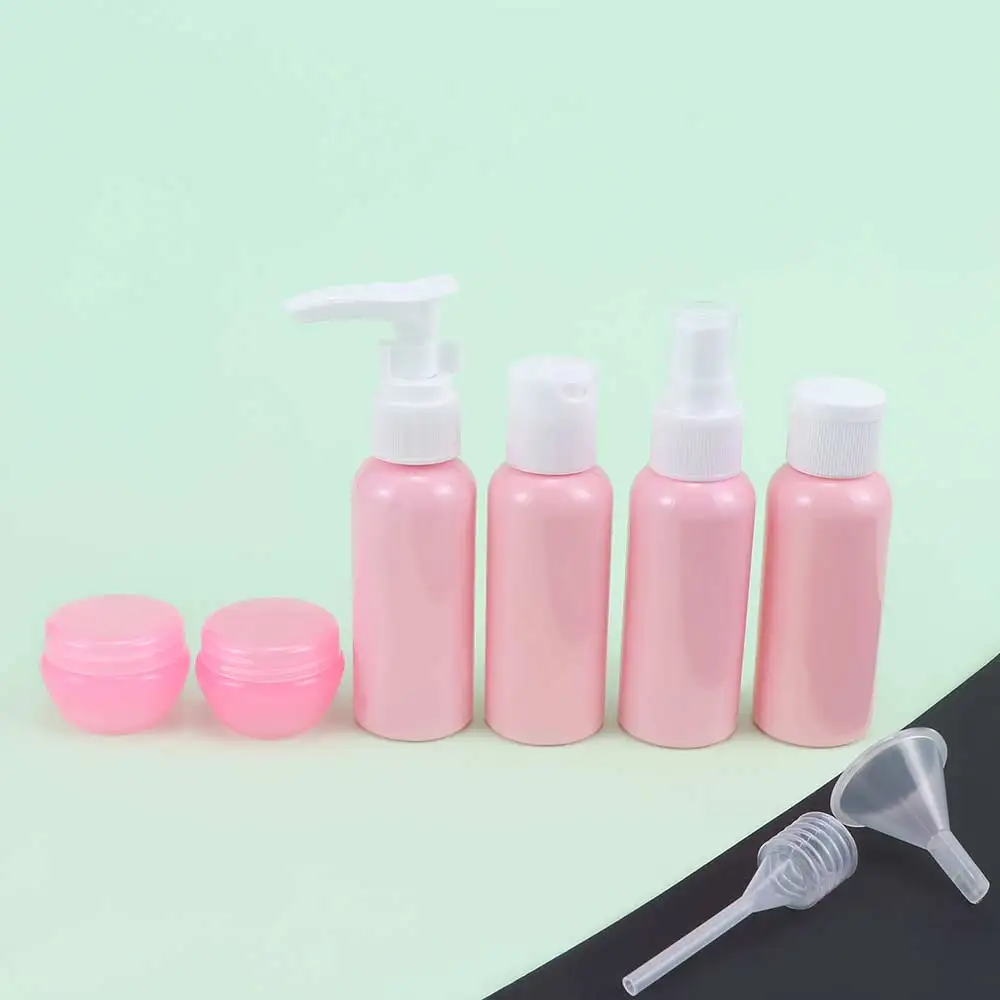 8pcs Travel Refillable Bottles Set Plastic Bottle Spray Lotion Shampoo Cosmetic PET Sub-bottle Portable Container Bot | Красота и