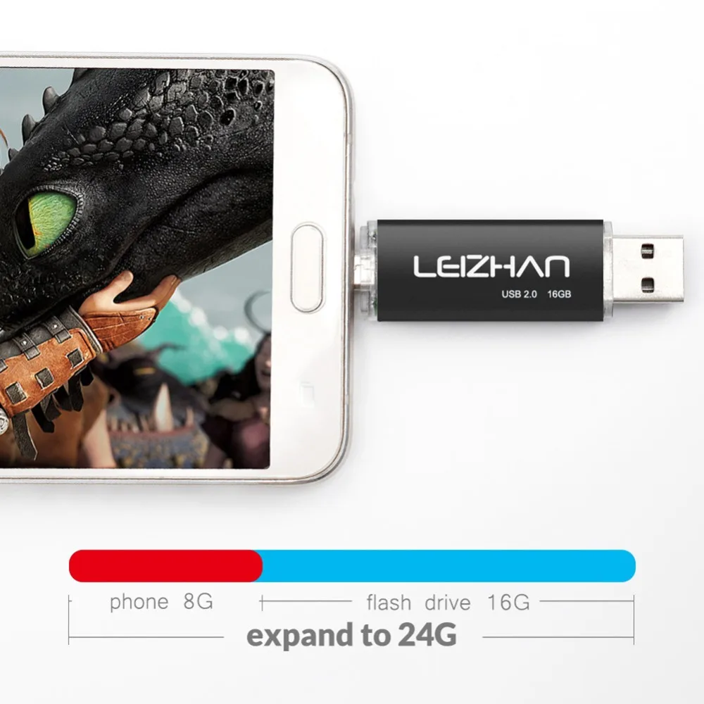 LEIZHAN фотостудия OTG USB флеш накопитель двойной 64 ГБ 32 16 8 4 с разъемом micro для