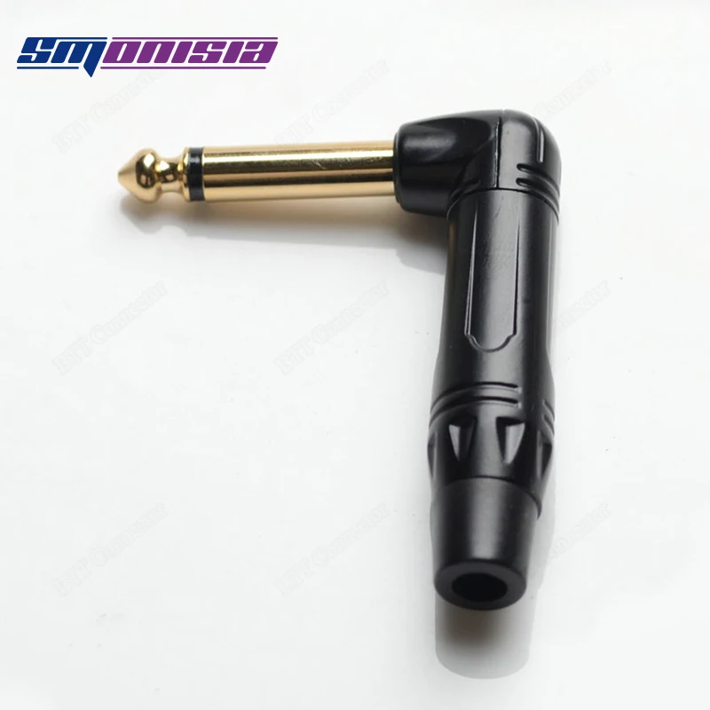 

10pcs-1000pcs 6.5mm 6.35mm Gold-plated TS Plug 90 Degree Sigle Track Connector Electric Guitar Elbow Head For Ji Cheng