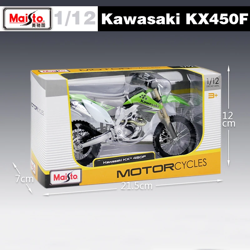 Модель спортивного гоночного мотоцикла Maisto 1/12 Kawasaki KX 450F 1 шт.