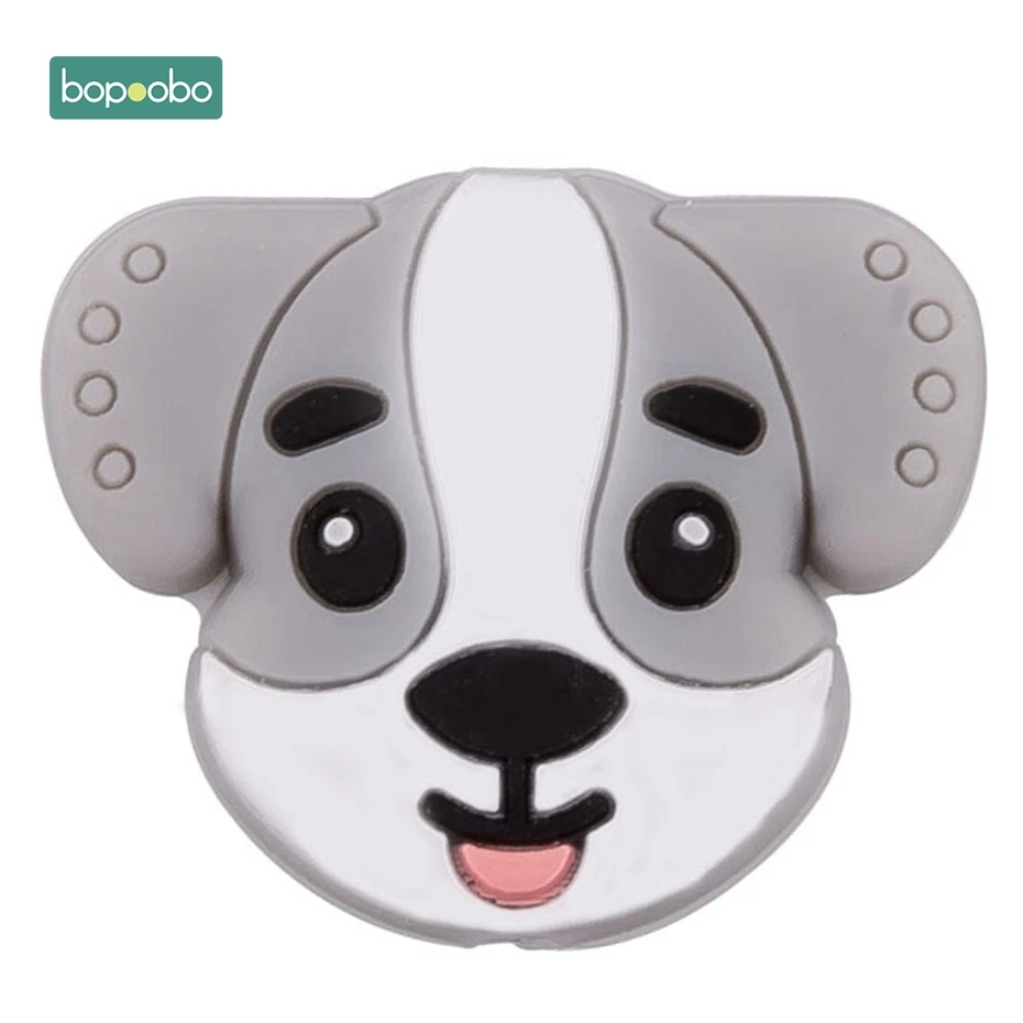 Gray Dog Bopoobo 3 шт. Силиконовые Прорезыватели для зубов мини Щенок Детские игрушки может Жевательная еда класс Силиконовые Бусины DIY ювелирные изделия браслет кроватка собака игрушка - Цвет: Gray Dog