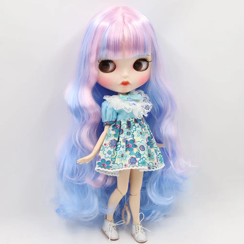 

ICY DBS Blyth Doll For No.280BL1017/6005 Pink mix Blue hair Carved lips Matte face with eyebrows Joint body 1/6 bjd
