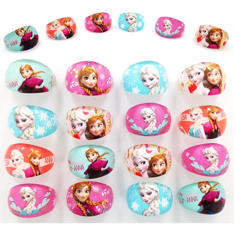 15pcs Round Frozen 15 шт. Детские вечерние кольца с изображением принцессы Эльзы из мультфильма «Холодное сердце», аксессуары для дня рождения, детские украшения, подарок на день рождения - Цвет: 15pcs Round Frozen