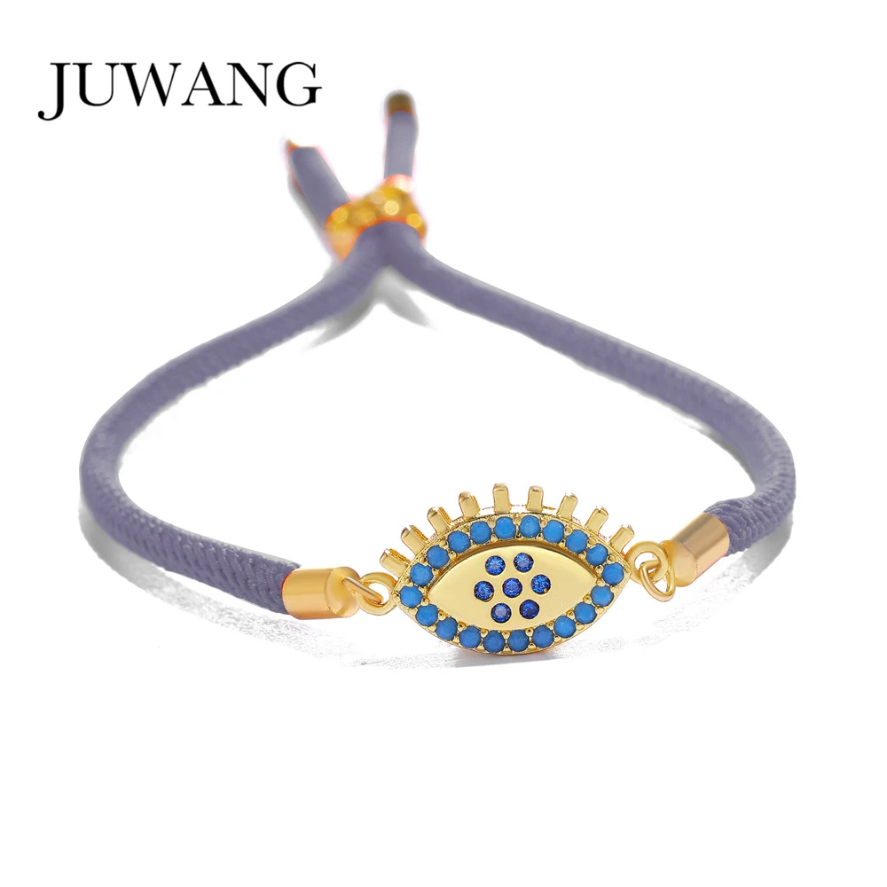 Женские и мужские браслеты JUWANG Blue Evil Eye красные/черные с фианитами регулируемые