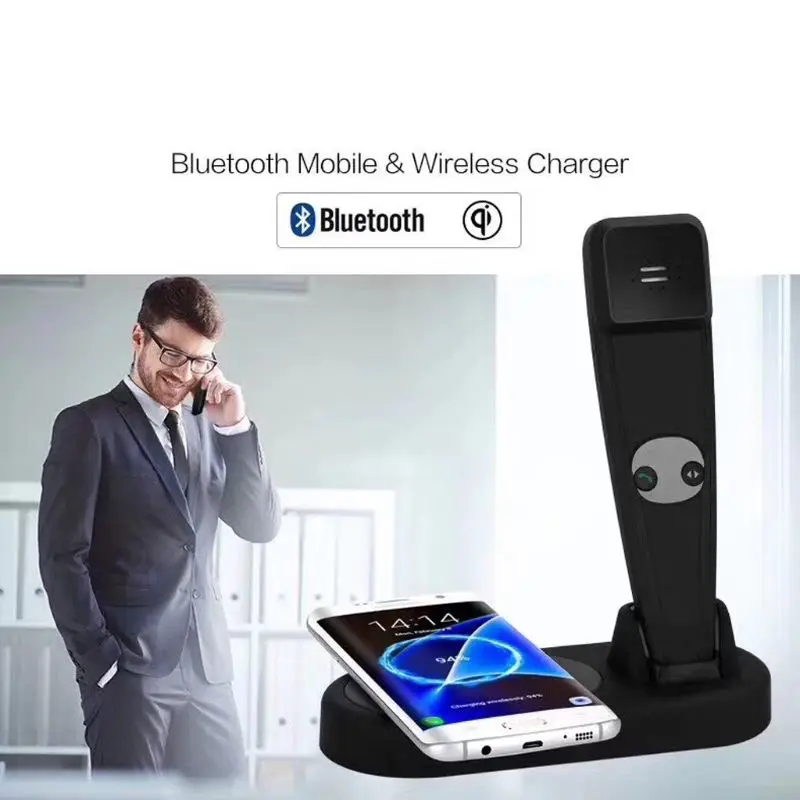 2в1 ретро телефон Радиационная трубка Bluetooth Вызов громкой связи с Qi Беспроводное зарядное устройство для iPhone samsung huawei Xiaomi