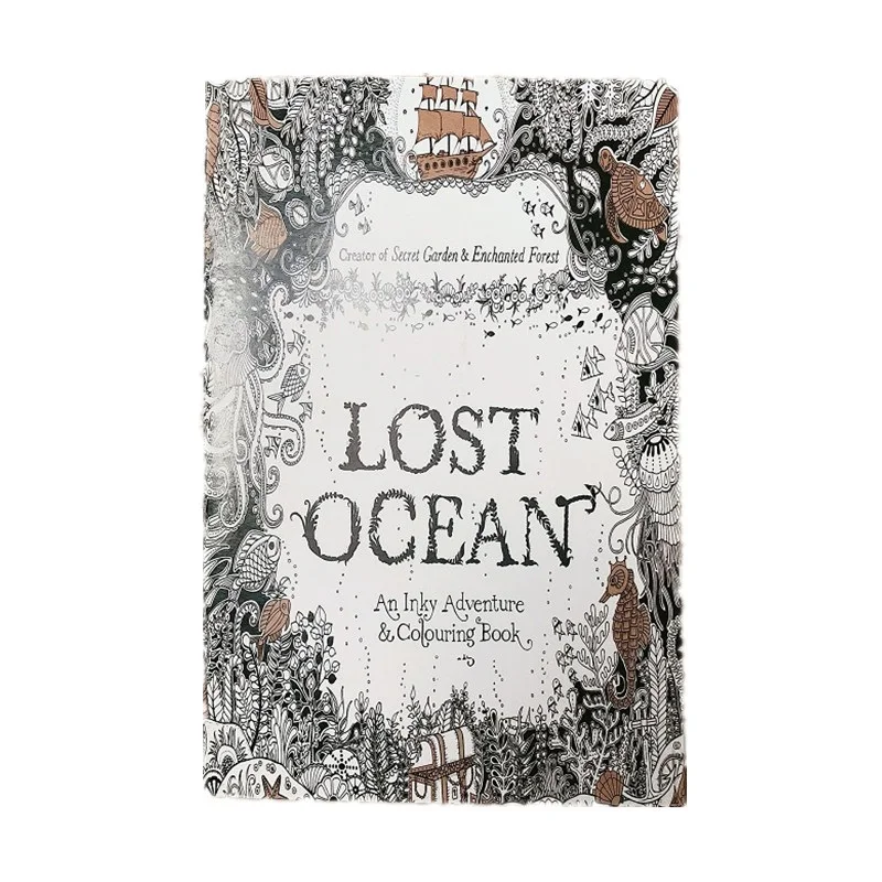 

16 Pages English Edition Lost Ocean Coloring Book Kids Adult Relieve Stress Drawing Book 21*14cm