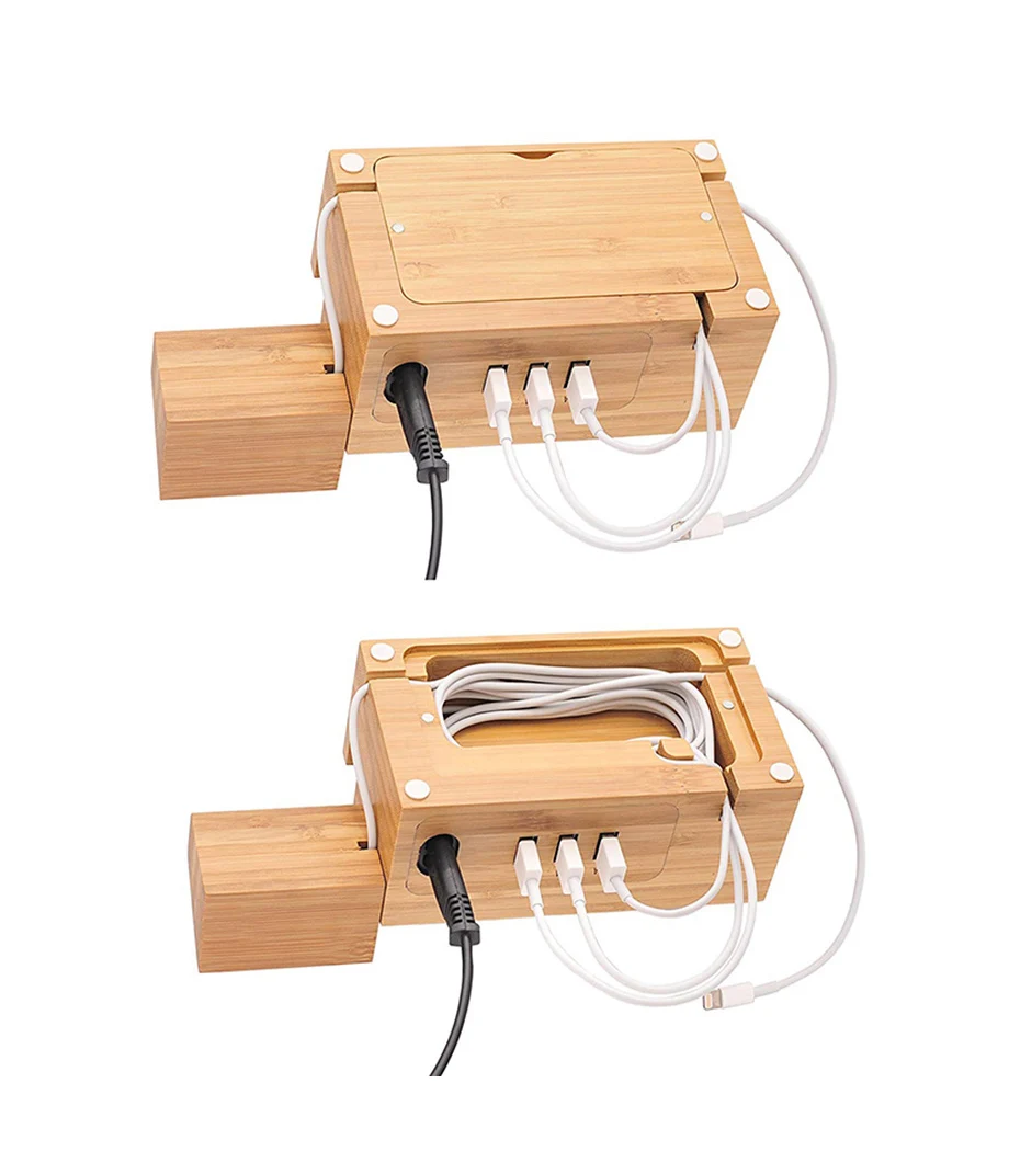 ARVIN 3 in 1 Bamboo Wood Charging Dock Multi-USB Charger Station Stand Holder for iPhone X 8 Apple Watch Airpod Samsung Bracket