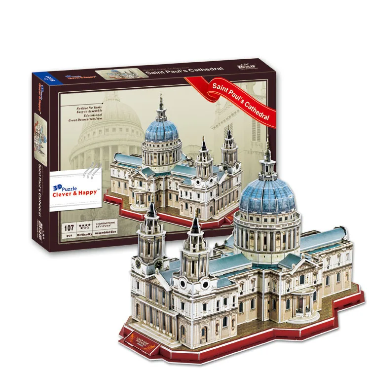 St Pauls Cathedral Развивающие игрушки знаменитая архитектурная модель 3D Пазлы для взрослых Осака Пелес Бран замок Las Ventas игрушки для детей - Цвет: St Pauls Cathedral