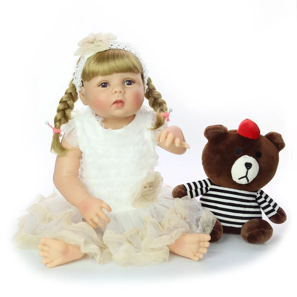 

Real 57CM Full Body SIlicone Girl Reborn Babies Doll Bath Toy Lifelike Newborn Princess Baby Doll Bebe Reborn Bonecas