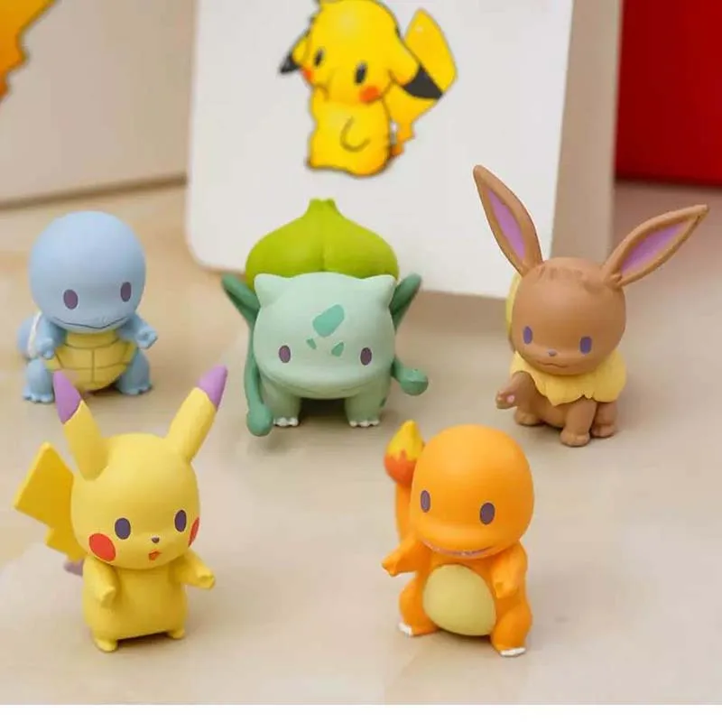 5pcs/set Pikachu Toys Car Ornament Charmander Bulbasaur Squirtle Eevee Gashapon Anime Action Figures For Kids Gift | Тематическая