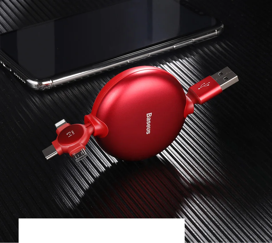 Baseus 3 в 1 Регулируемый USB кабель для iPhone Xs Max Xr X Быстрая зарядка Micro USB кабель для samsung One Plus 6t 6 5 type C кабель