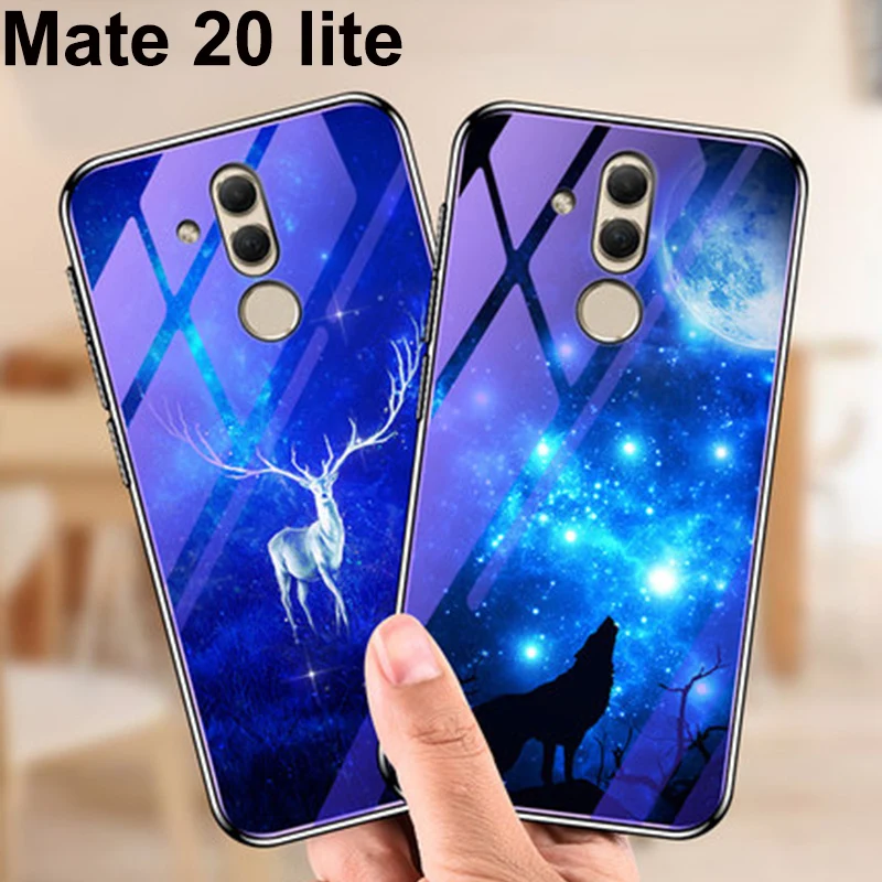 Для Huawei Mate 20 lite чехол крышка синее закаленное стекло задняя для Mate20 чехлы