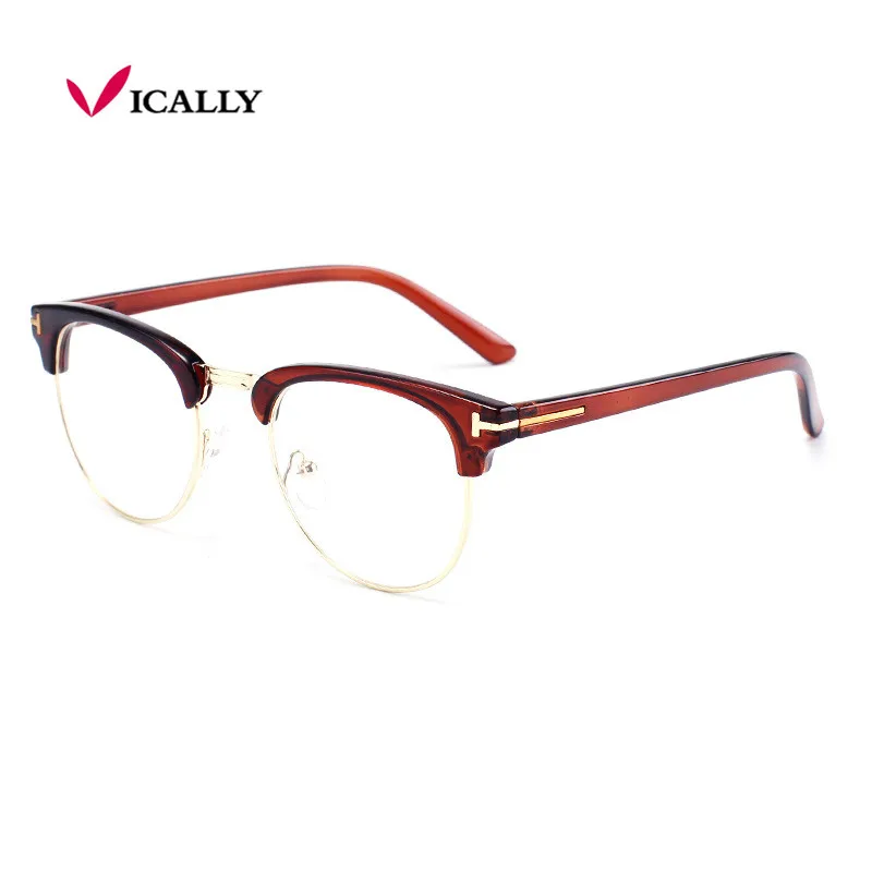 Модные дизайнерские полуметаллические прозрачные очки в оправе для женщин и