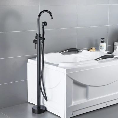 Black C Concealed 4 цвета, кран для ванны, раковины, напольный хромированный смеситель для ванны, отдельно стоящий Набор для горячей и холодной ванны, ручной душ, HD-2678L1 - Цвет: Black C Concealed