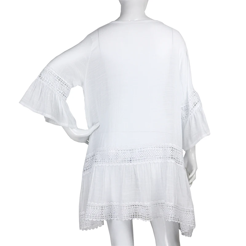 Женское пляжное платье парео хлопковое накидка белый купальник 9396|beachwear women|beachwear