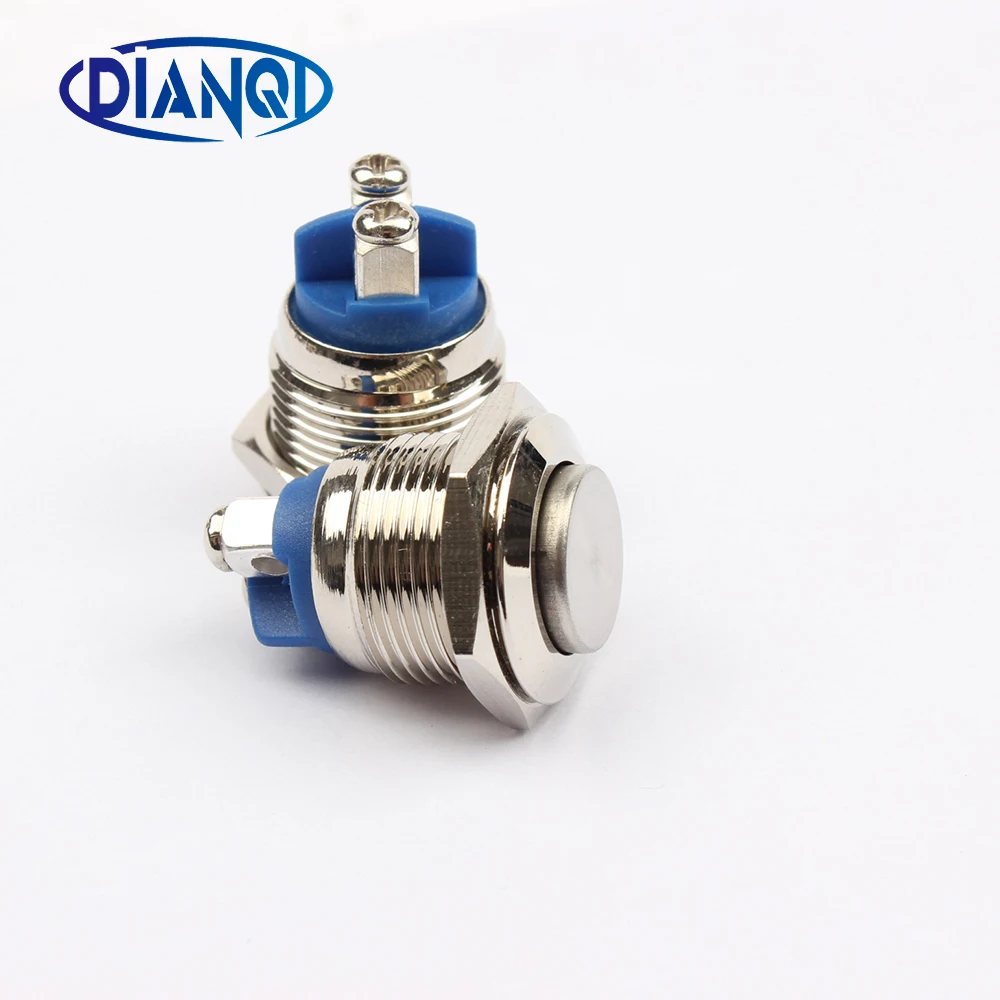 Металлический латунный кнопочный переключатель 16 мм Круглый 1NO мгновенный пресс