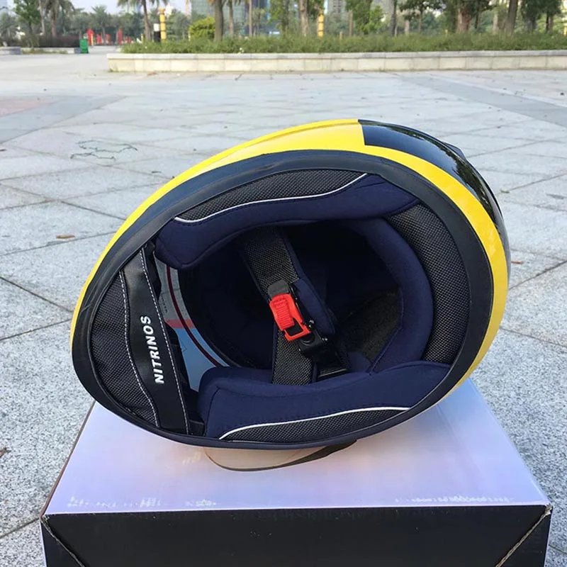 Милое желтое с кошачьими ушками Moto rcycle шлем Автогонки противотуманные полный