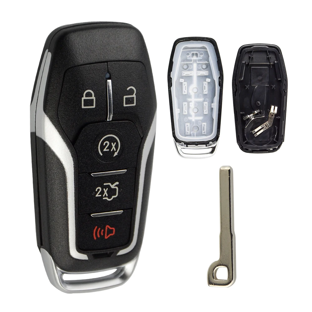 Смарт-ключ OkeyTech для Ford Fiesta Explorer Focus Max Edge Ranger, 5 кнопок, неразрезанная вставка, маленькое лезвие, автомобильный брелок, чехол