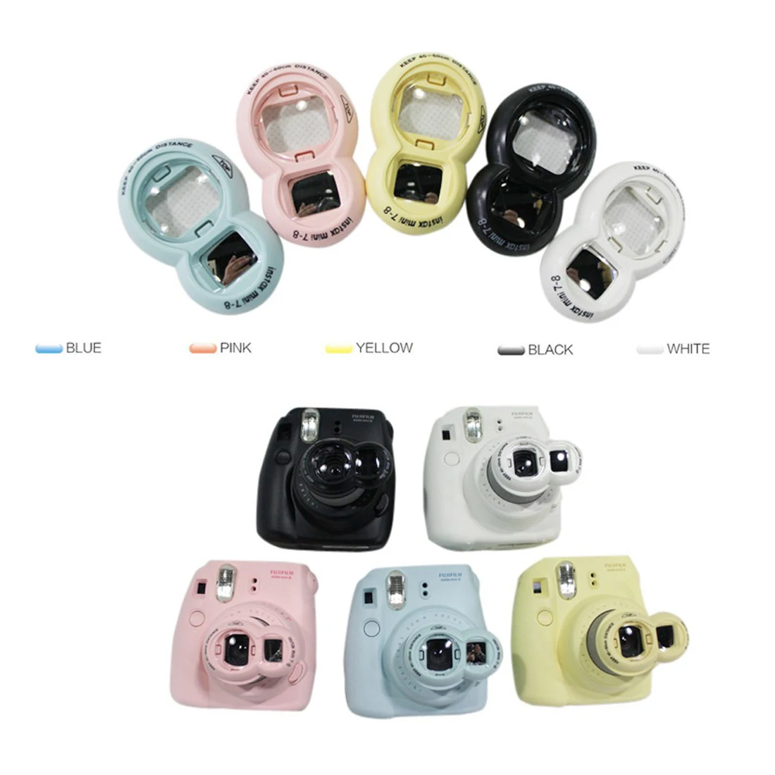 Крупным планом объектив зеркало для съемки селфи для Fujifilm Instax Mini 8 9 Mini 7S мгновенная пленка камера подставка для крупным планом объектив многоцветный