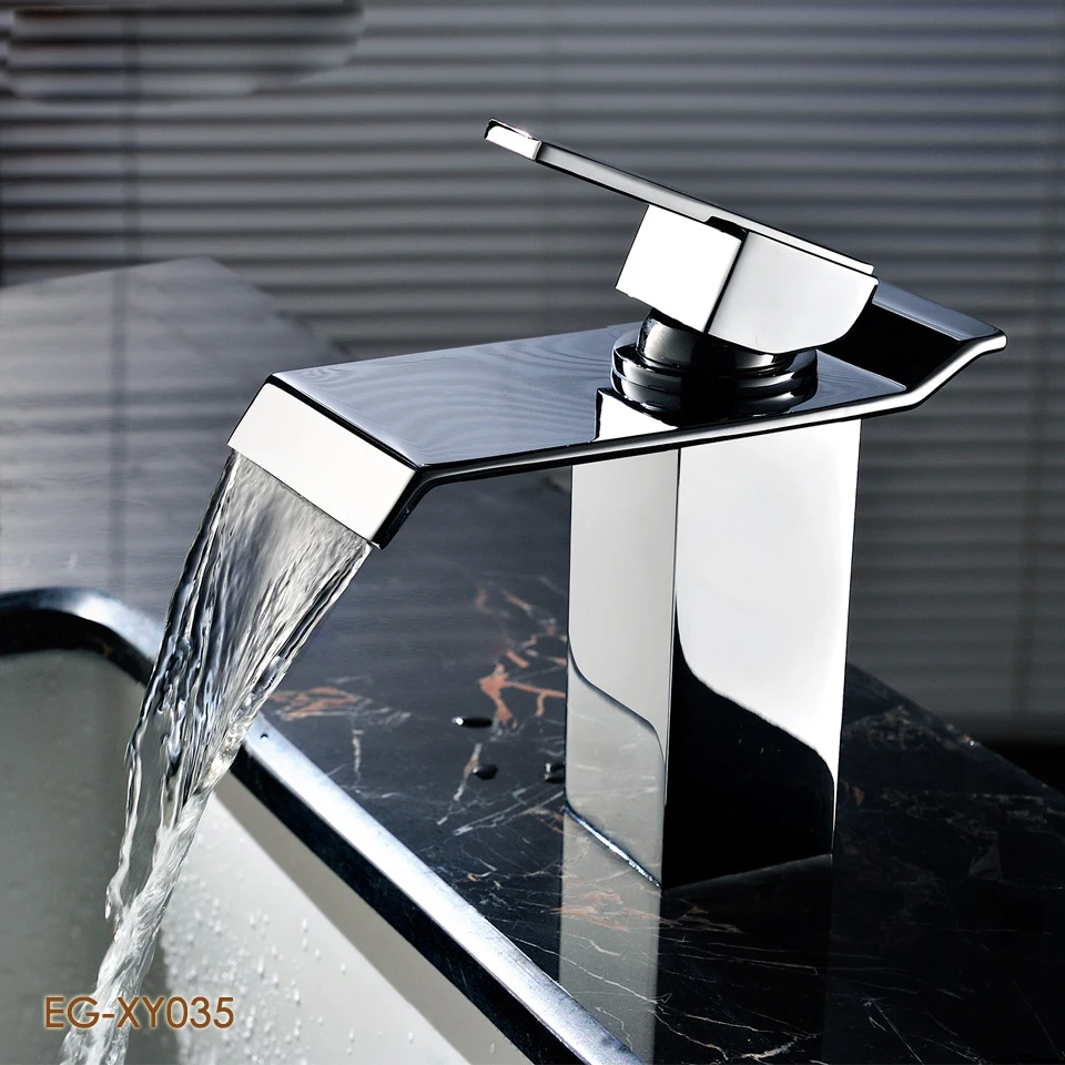 

Single holes bathroom waterfall basin mixer with solid brass basin mixer tap for bathroom basin washing sink faucet