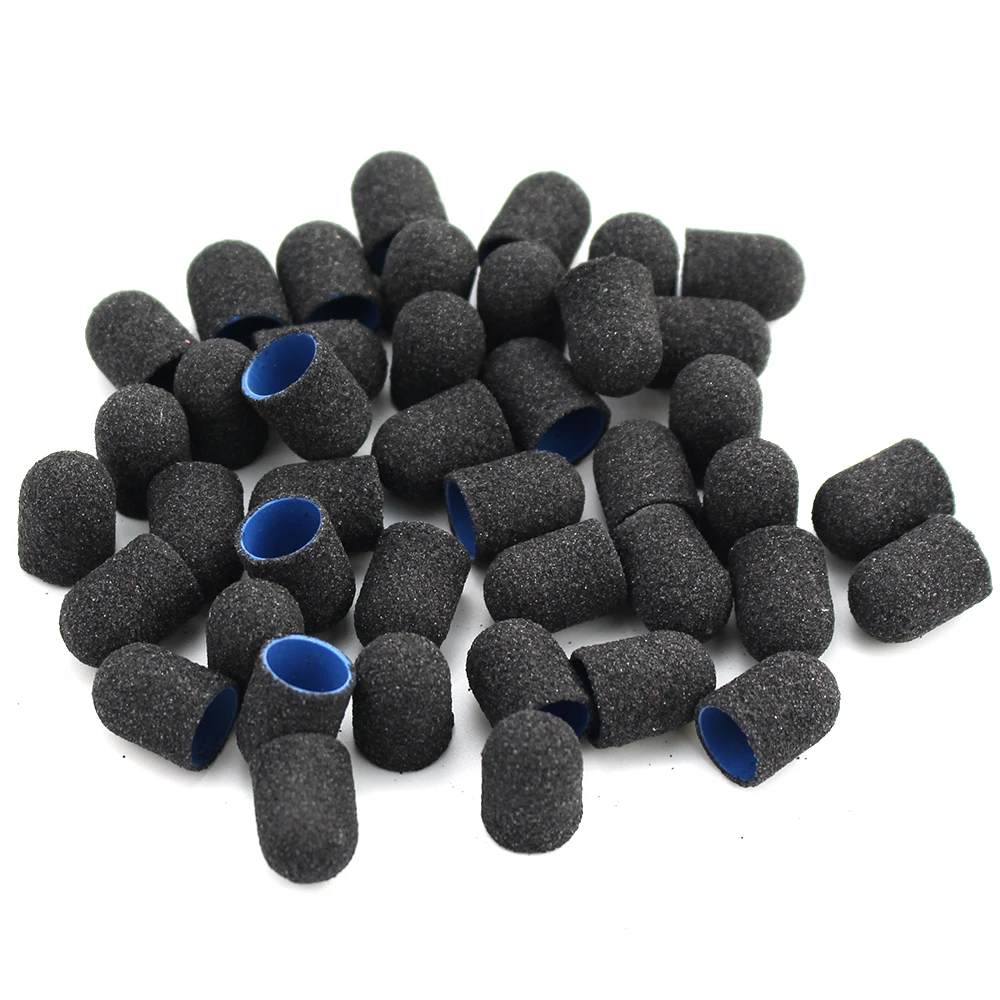 20pcs 13*19mm Sanding Block Caps Plastic Professional Pedicure Foot Care Tool Electric Nail Art Sand Polishing Accessories