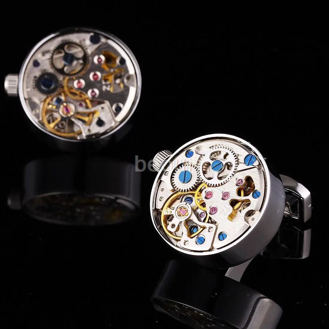 New Round Silver Cufflinks Shirt Mens Classic High Quality Cufflink Brand Watch Cuff Links 801028 | Украшения и аксессуары