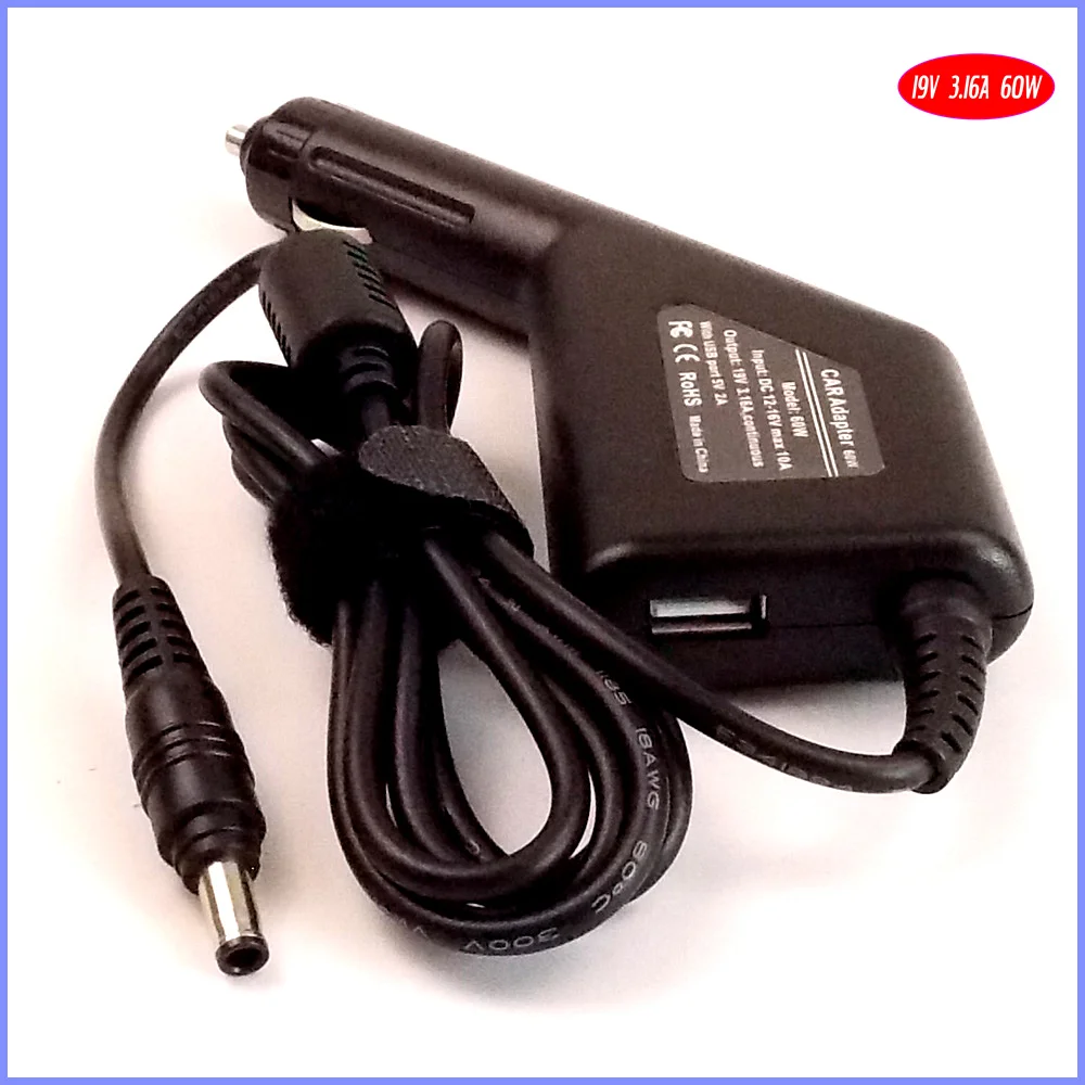 19V 3.16A автомобильное зарядное устройство постоянного тока для ноутбука + USB Samsung
