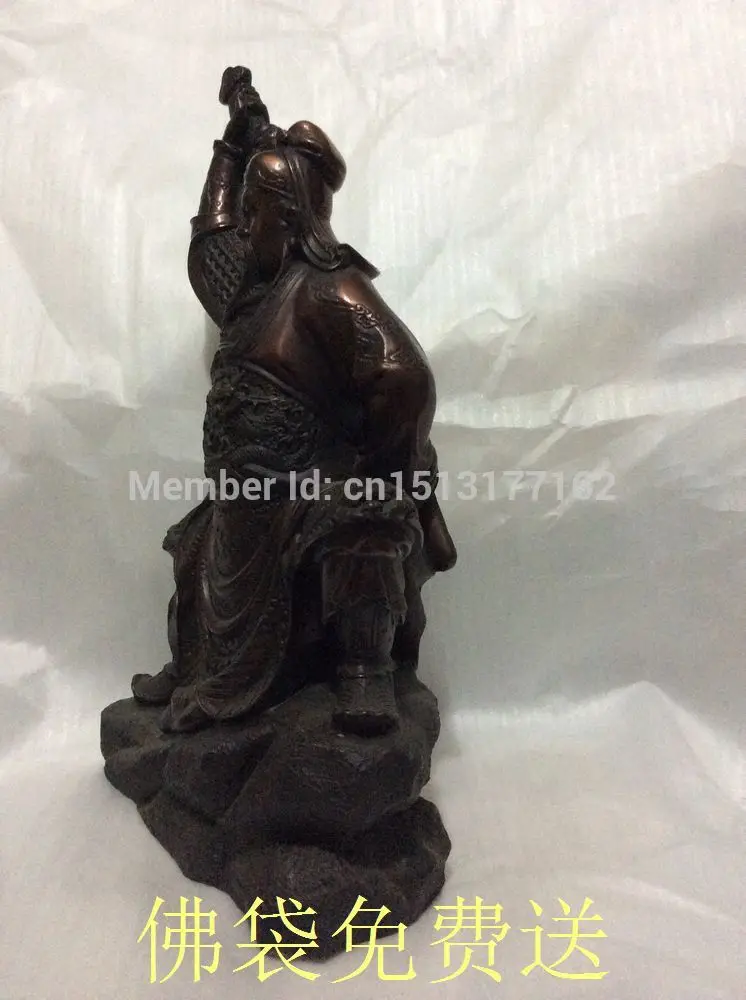 Огромный красивый могучий Китайский бронзовый guangong гуань гун статуя 51 см