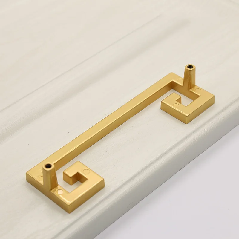 JD New Chinese Zinc Alloy Door Wardrobe Brushed Brass Door Handle Gold Cabinet Drawer Door Handle Furniture Handle Hardware