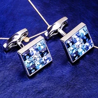 maishenou high quality shirt cufflinks with blue crystal for mens brand fashion cuff links buttons luxury wedding jewellery