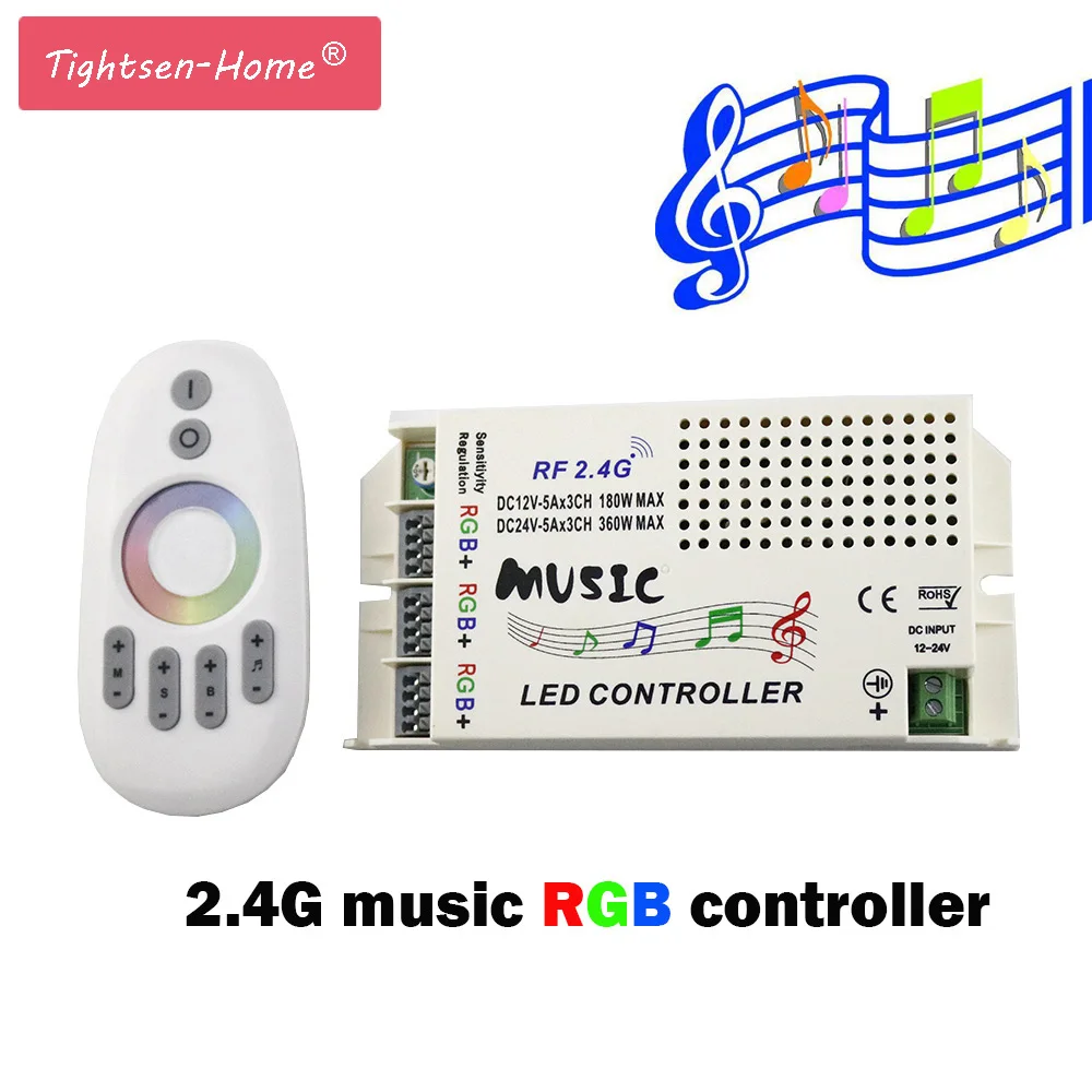 

2.4G LED Music RF RGB Controller DC 12V-24V&Wireless Remote For 5050 3528 3014 RGB Led Strip light Led Control Music Conductor