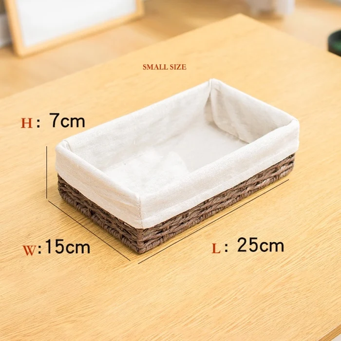 coffee small Книжная полка-корзина для хранения соломенных корзин из ротанга для хранения ключей маленькие коробочки для хранения 7 см высота для гостиной - Цвет: coffee small
